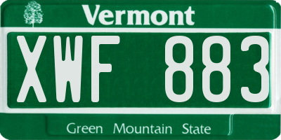 VT license plate XWF883
