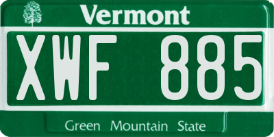 VT license plate XWF885