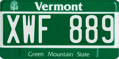 VT license plate XWF889