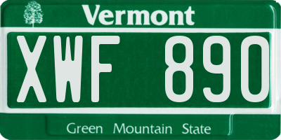 VT license plate XWF890
