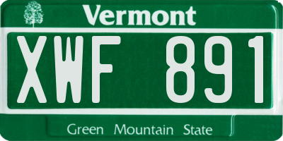 VT license plate XWF891