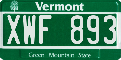 VT license plate XWF893