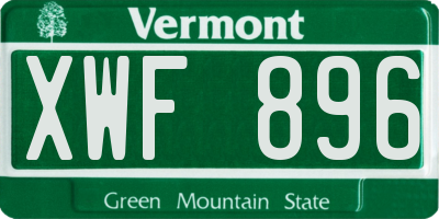 VT license plate XWF896