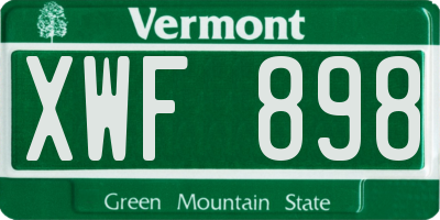 VT license plate XWF898