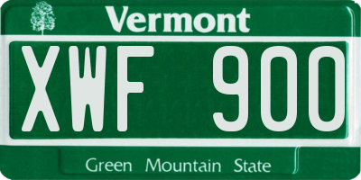 VT license plate XWF900