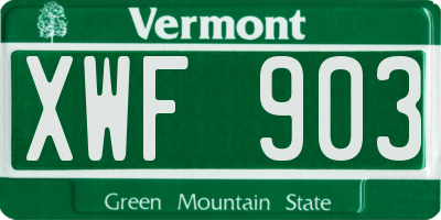 VT license plate XWF903