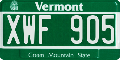 VT license plate XWF905