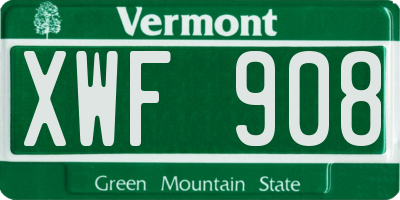 VT license plate XWF908
