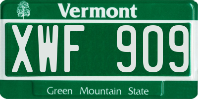 VT license plate XWF909