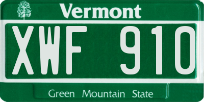 VT license plate XWF910