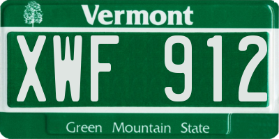 VT license plate XWF912