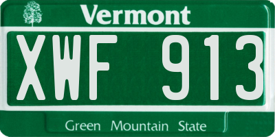 VT license plate XWF913
