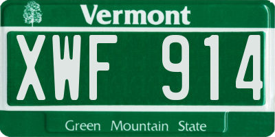 VT license plate XWF914