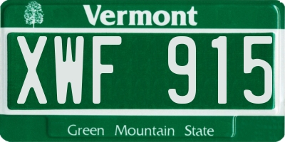 VT license plate XWF915