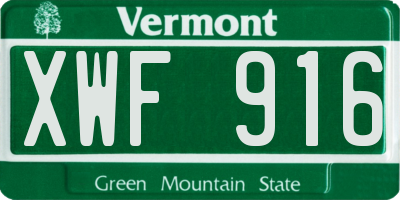 VT license plate XWF916