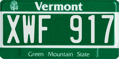 VT license plate XWF917
