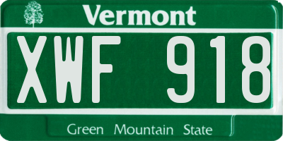 VT license plate XWF918