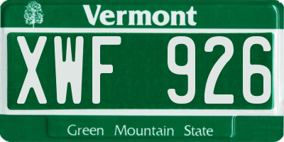 VT license plate XWF926