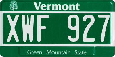 VT license plate XWF927