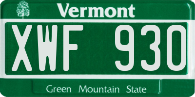 VT license plate XWF930