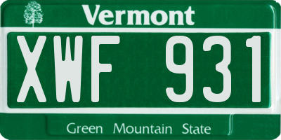 VT license plate XWF931