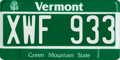 VT license plate XWF933
