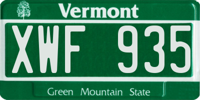 VT license plate XWF935