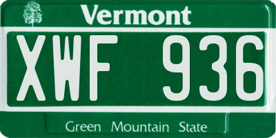 VT license plate XWF936