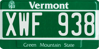 VT license plate XWF938