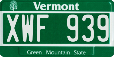 VT license plate XWF939