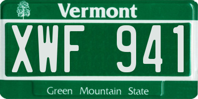 VT license plate XWF941