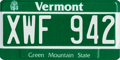VT license plate XWF942
