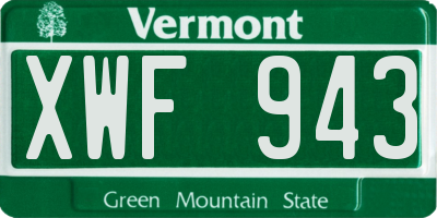 VT license plate XWF943