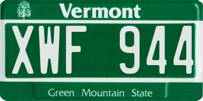 VT license plate XWF944
