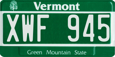 VT license plate XWF945