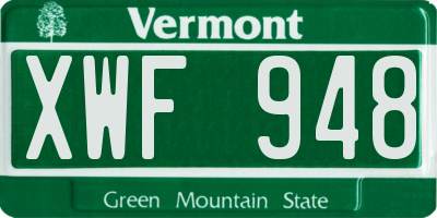 VT license plate XWF948