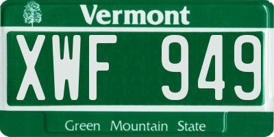 VT license plate XWF949