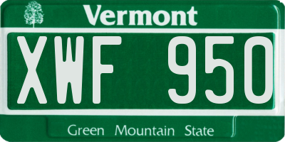 VT license plate XWF950