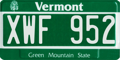 VT license plate XWF952