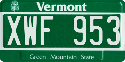 VT license plate XWF953
