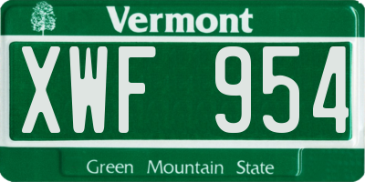 VT license plate XWF954