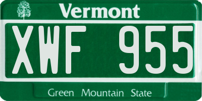 VT license plate XWF955