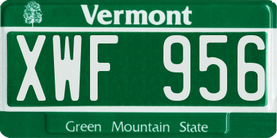 VT license plate XWF956
