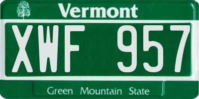 VT license plate XWF957