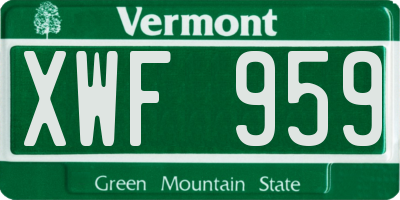 VT license plate XWF959