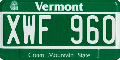 VT license plate XWF960