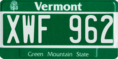 VT license plate XWF962