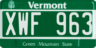 VT license plate XWF963