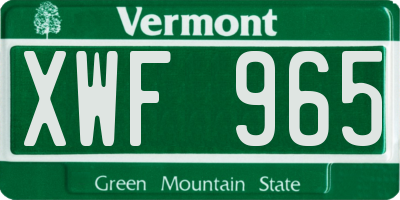 VT license plate XWF965