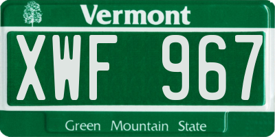 VT license plate XWF967